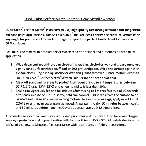Image of Dupli-Color EBCC03317 Perfect Match Automotive Spray Paint - Chrysler Charcoal Gray, AA9 /PA9 - 8 oz. Aerosol Can