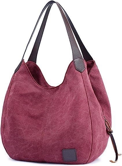 Image of Women Canvas Hobo Purse Multi Pocket Handbags Shoulder Bags Totes Purses