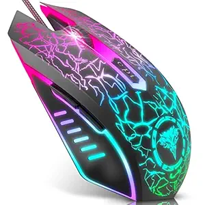[2015 New Gaming Mouse Gaming Mice] Bengoo Gaming Mouse Game Mouse Mice for PC, 6 Programmable Buttons, up to 2400 DPI, Adjustable DPI Switch Function, 7 Lighting Color Options-Black