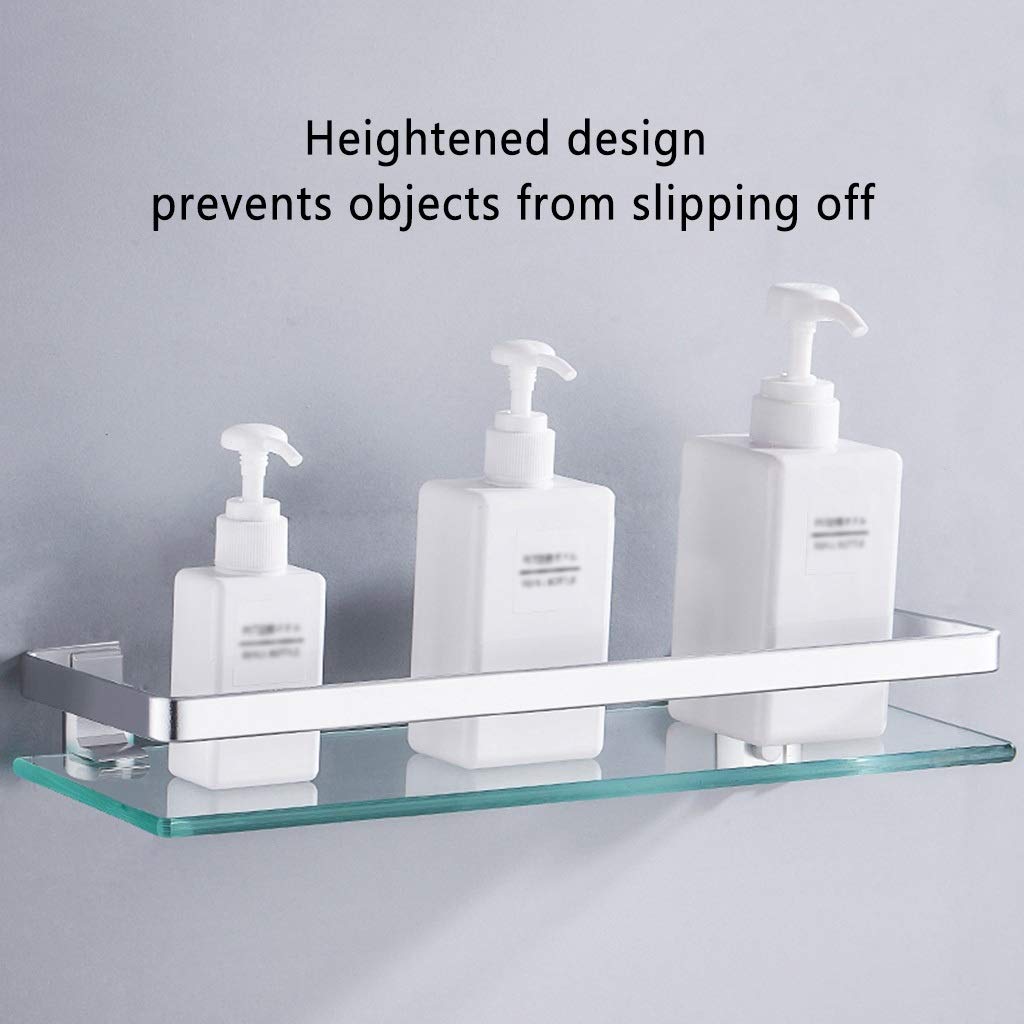 Estante De Baño De Vidrio, Estante De Almacenamiento para Baño Y Ducha, Estante De Especias De Cocina Montado En La Pared, Instalación Sin Perforaciones(Estilo 1-50Cm)