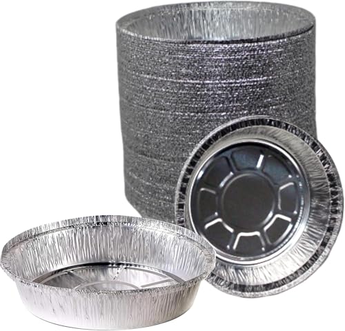 EcoQuality 6.5 Inch Disposable Round Aluminum Foil Take-Out Pans - Disposable Tin Containers, Perfect for Baking, Cooking, Catering, Parties, Cake Pans, Restaurants (No Lids) (500)