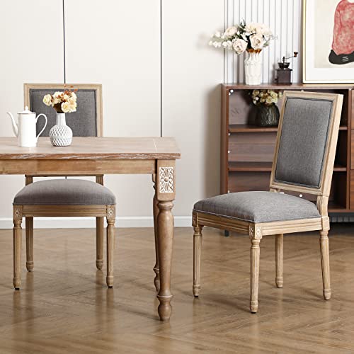 Furniliving French Country Dining Chairs Set Of 2, Upholstered Dining Room Chairs With Back Farmhouse Kitchen Chairs For Living Room, Kitchen, Restaurant (Lightgrey-Square) #TOP1