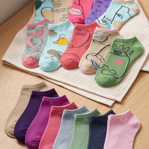 Image of Tipi Toe Women's 20 Pack Colorful Low Cut Socks - Lightweight, Breathable Design for All-Day Comfort Sizes 9-11 /10-13