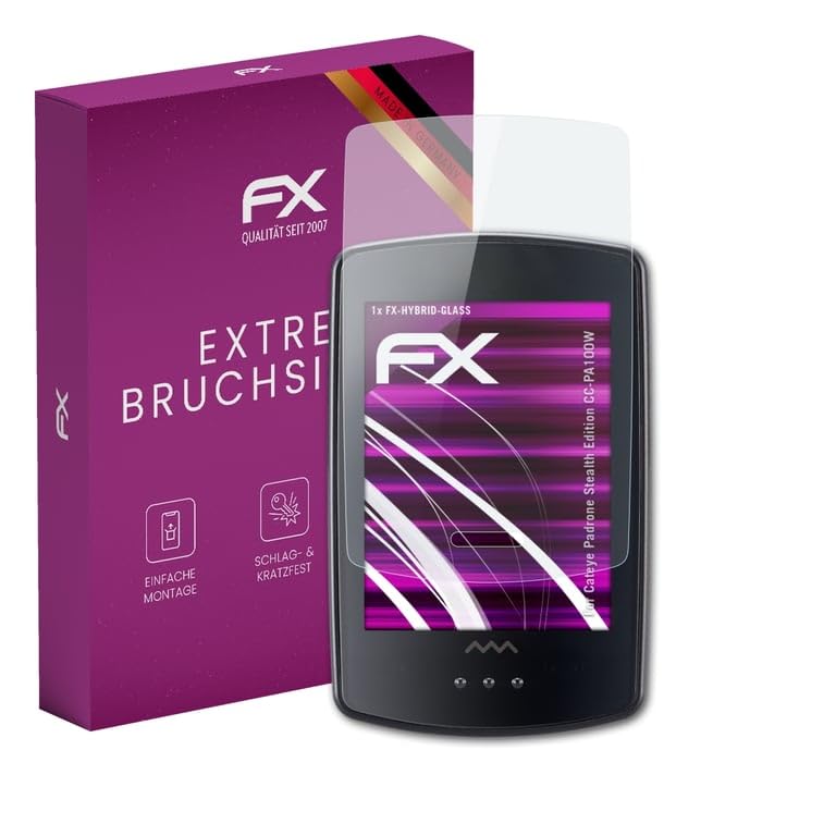 atFoliX Plastic Glass Protective Film compatible with Cateye Padrone Stealth Edition CC-PA100W Glass Protector, 9H Hybrid-Glass FX Screen Protector