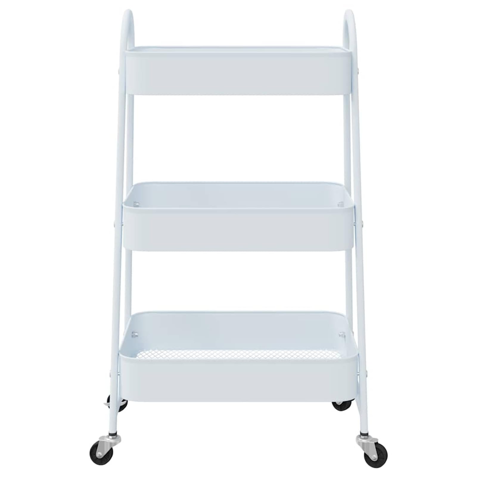 Gecheer Carrello Portaoggetti a 3 Ripiani, Mobile con Ruote Bloccabili e Maniglie, 42x41,5x77 cm in Acciaio Verniciato Bianco, per Cucina Soggiorno Bagno Ufficio