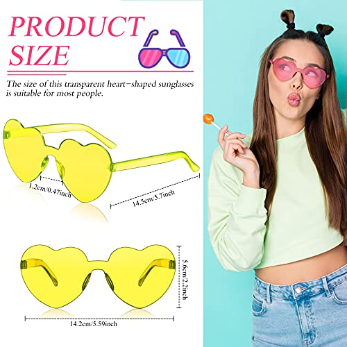 TOODOO 4 Pack Heart Shaped Sunglasses Rimless Candy Color Eyewear Valentines Halloween Accessories2