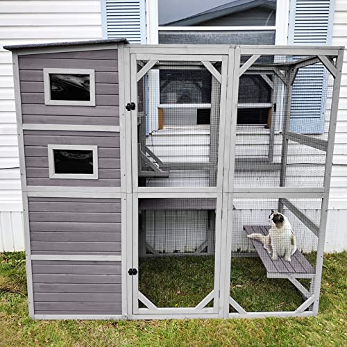 Cat House Outdoor Cat Enclosures 77" Large Catio With Run Cat Cage With Platforms Kitty Playpen,4 Tiers #TOP4