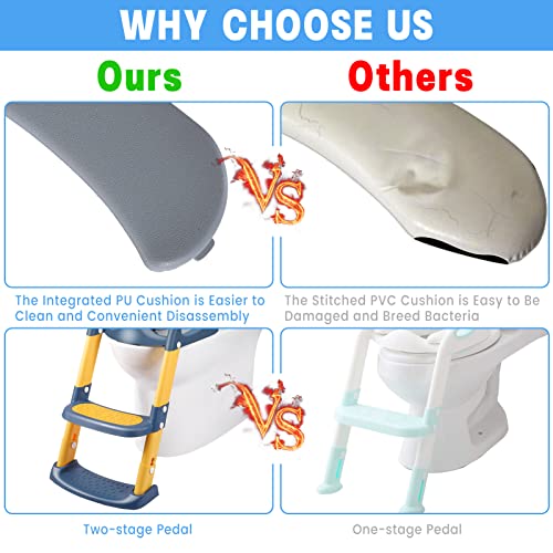 Potty Training Seat For Kids With Step Stool Ladder, Toddler Potty Training Toilet Seat For Baby Boys, Toddler Toilet Potty Chair(Yellow) #TOP6