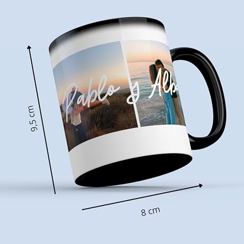 Miniatura 4 de Cristal Plaque Taza Mágica Personalizada Parejas Fotos Y Nombres Acabado Premium Y Asa Ergonómica Regalo San Valentín, Cumpleaños Y Aniversario Taza Original Y Mágica