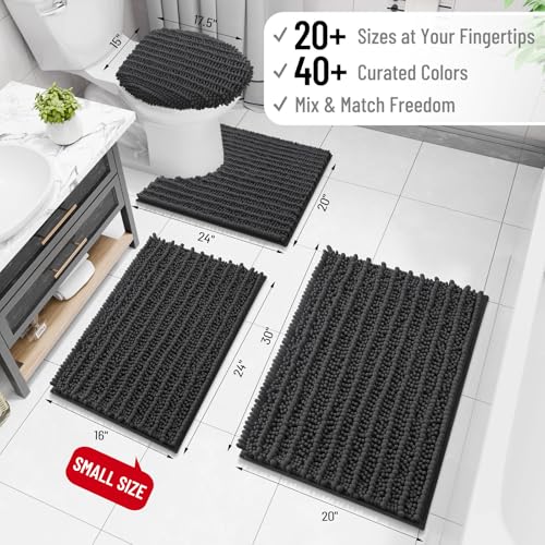 Image of Arotive Luxury Large Bathroom Rugs 40x32, Extra Soft Thick Absorbent Shaggy Chenille Bath Rugs, Machine Wash Dry, Bath Mats for Bathroom Floor, Tub and Shower, Home Decor Accessories, Dark Grey