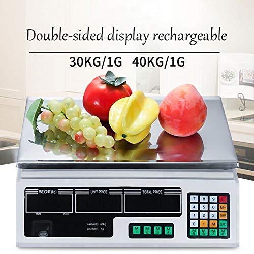 Báscula digital comercial 40kg/1g capacidad con doble pantalla miniatura 2