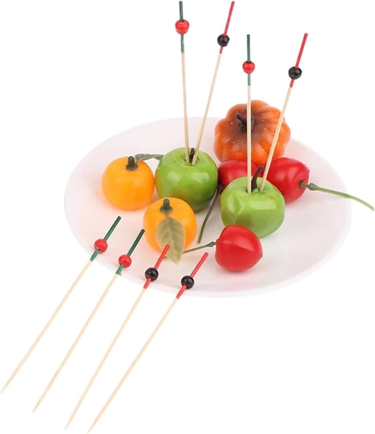 Fruit Skewers 100pcs 12cm Bamboo Toothpicks Dessert Forks for Cupcakes and Fruit at Banquets Party and Salad Sticks Cocktail Wedding Banquet Decorations(Color1)