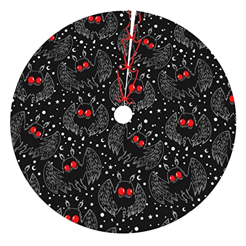 Halloween Mothman Night Christmas Tree Skirt 36 In For Xmas Halloween Holiday New Year Party Circle Tree Mat Decor Ornaments Decoration #TOP15