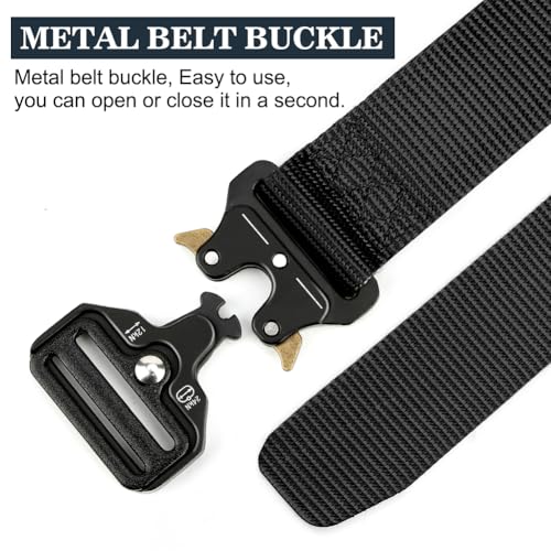 Military Belt, Men Tactical Belt with Quick Release Metal Buckle Ideal for military training and outdoor, police belts black2