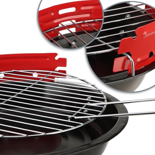 com-four® BBQ Grill - Dreibein mit höhenverstellbarem Grillrost und Windschutz - runder Standgrill aus Metall für Balkon, Terrasse, Garten - Holzkohle-Grill - Tischgrill [Auswahl variiert] (1 Stück)