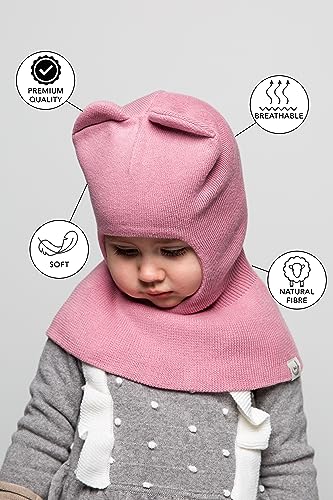 Gorro de algodón para bebé que protege del viento: pasamontañas de punto rosa para 1 a 3 años 3