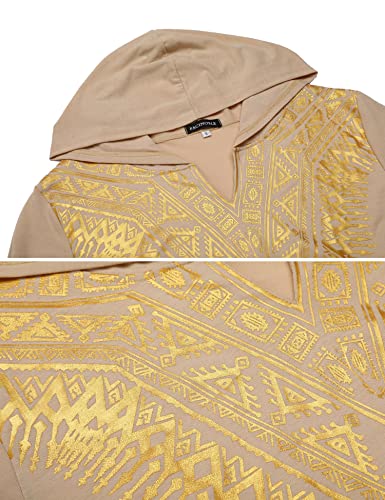 Pacinoble Mens African Dashiki Shirt Metallic Floral Printed Slim Fit Long Sleeve V Neck Shirts Blouse4