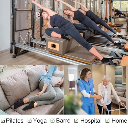 Image of Toes Home Pilates Socks for Women, Cushioned Ankle Grippy Non Slip Socks for Yoga, Hospital, Barre, Home Slipper 2 /4 Pairs