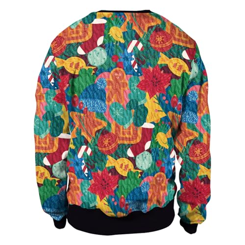 Eciodci Unisex Christmas Ugly Sweatshirt 3D Christmas Tree Xmas Lights Print Pullover Long Sleeve Sweatshirts for Merry Party2