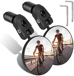 TAGVO Bar End Bike Mirrors, HD Wide Angle Bicycle Rear View Mirrors, 360 Dregree Adjustable Rotation Handlebar Convex Mirror for Mountain Road Bike Cycling (2 PCS)