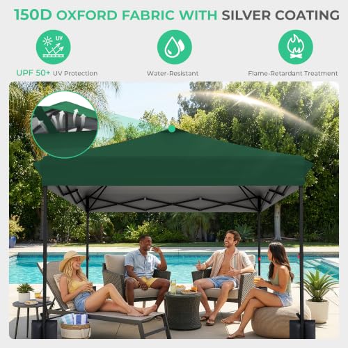 Image of JEAREY 10x10 Pop Up Canopy Tent, Easy Up Outdoor Market Canopy, Dark-Green