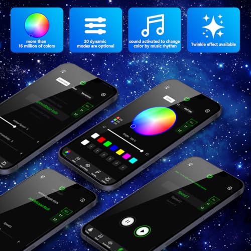 Image of AMKI 10W Twinkle 400pcs 0.03in 9.8ft Starlight Headliner Kit Strands Sound Activated Fiber Optic Star Ceiling Light for Car Home Roof Decor APP Remote Control Color Changing