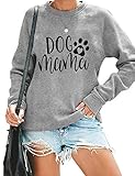 ALLTB Dog Mom Sweatshirt Women Dog Mama Shirt Pullover Cute Dog Sweater Long Sleeve Letter Print Tshirt Tops Grey