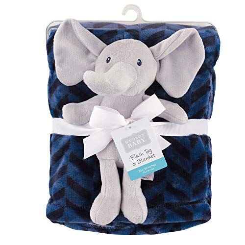 Image of Hudson Baby Unisex Baby Plush Blanket with Toy, Boy Elephant, One Size