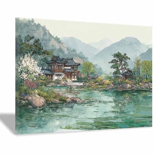 Art mural moderne pour ferme et cuisine toile vert menthe