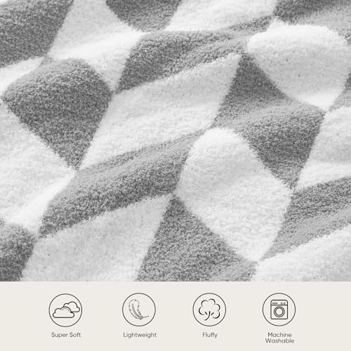 Image of Snuggle Sac Chevron Throw Blanket for Couch, Reversible Super Soft Warm Blankets Cozy Knit Fuzzy Plush Lightweight Throws for Sofa, Bed, Camping,Grey,50x60 inches