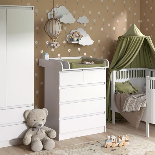 Vicco Wickelkommode Emma, Wickelaufsatz für die Kommode, Wei...