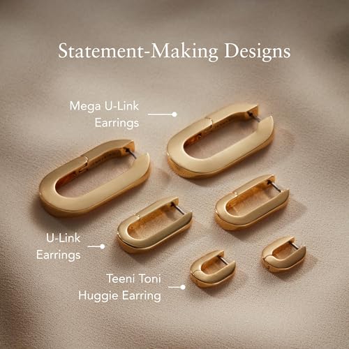 JENNY BIRD U-Link Earrings | High Polish Gold, Hinge Closure | Sleek, Chunky Designer Jewelry for Women4