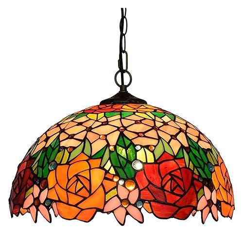 Pendentif en verre de fleur de rose rouge luminaire suspendu de salle à manger et chambre
