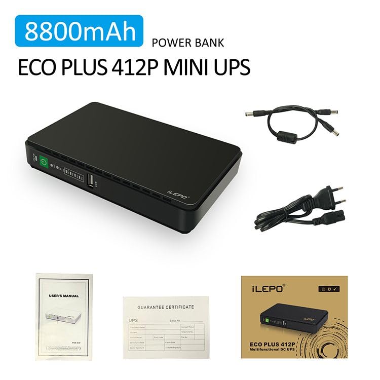 Batería Externa portátil de 8800 mAh y Mini PoE 432P SAI Sistema de alimentación ininterrumpida Inteligente 432P Blanco