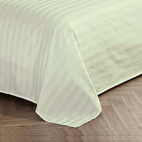 Image of (1 Flat Sheet Only,Ivory Stripe , Full) 100% Egyptian Cotton Luxurious 600 Thread Count