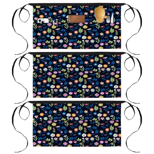 Demi-tablier de cuisine à motif floral pour préparer vos pâtisseries