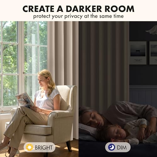 Image of MIULEE Taupe Blackout Bedroom Curtains Drapes 96 Inch Long 52 inchx96 inch | Grommet Top, Room Darkening Window Drapes, Privacy Protection, Thermal Insulated, Heat Blocking, Light Blocking