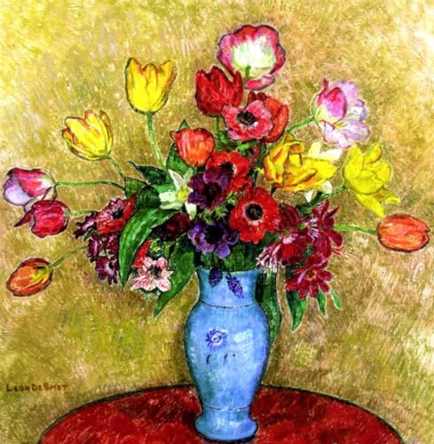 Pintura por números para reducir el estrés con un jarrón floral