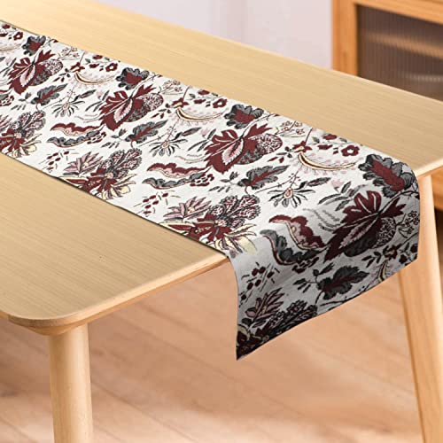 Image of HOKIPO Cotton Jacqaurd Table Runner 12x52 Inches (IN-531-D4, White)