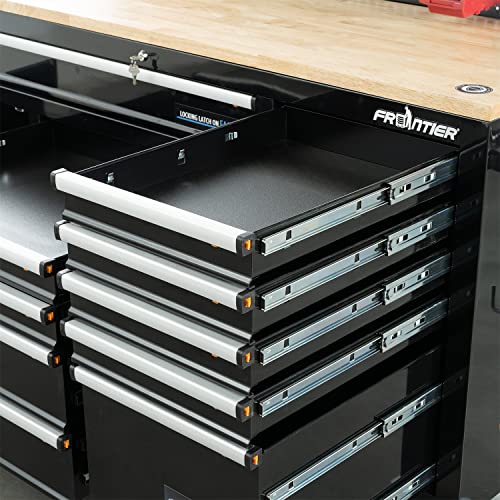 Wtravel 62 In. Movable Tool Chest Mobile Workbench Tool Storage Cabinet Heavy-Duty Black W/ 10-Drawer + 1-Door + Pegboard Back Wall + Solid Wood Top #TOP2