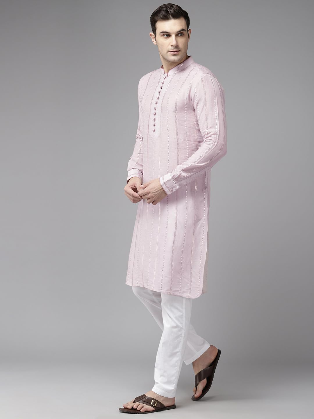 See Designs Pink Regular Fit Self Pattern Kurta_Sdmskt1283Xs
