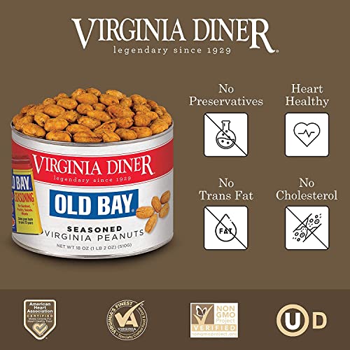 Virginia Diner - Gourmet Old Bay Seasoned Virginia Peanuts, 10 Ounce Tin #TOP2