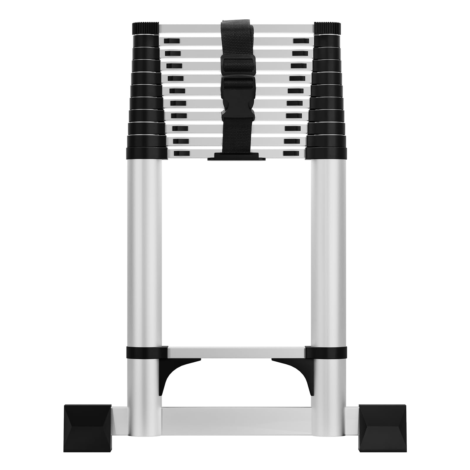 gihusrzx 12.8/15.5ft Telescoping Ladder, Stainless Steel Folding Extension Ladder with 2 Locking Mechanism, Heavy 330lbs Max Capacity, Multi-Purpose