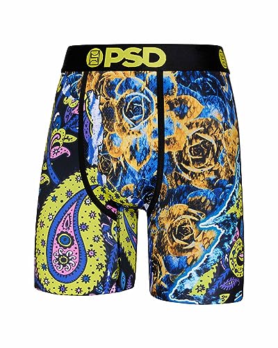 PSD Men's Boxer Briefs - Wild Paisley, 7 Inch Inseam, Moisture-Wicking, 4-Way Stretch, Boxer Briefs for Men, Large