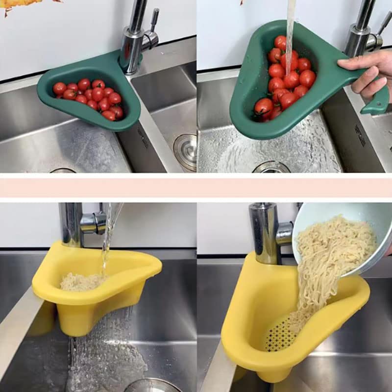 STOOSVIP 4pcs Swan Shape Sink Strainer, Triangular Corner Kitchen Sink Strainer, Punch-Free, Multifunctional Sink Basket, PP Material, Polished/Brushed Finish 2