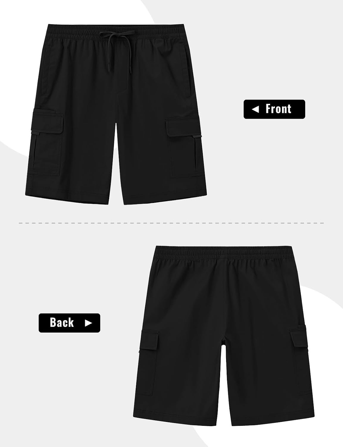 Rdruko Men's Cargo Causal Shorts Cotton Drawstring Elastic Waist Stretch Short 9'' with 5 Pockets for Work Summer