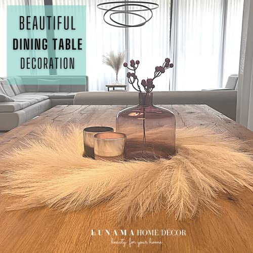 L U N A M A Home Décor® Faux Pampas Grass Wreath For Boho Home Decor - 27'' Large Modern Wreath - Improved 30% More Stems - No Shedding Farmhouse Decor - Lightweight Faux Silk (Natural) #TOP4