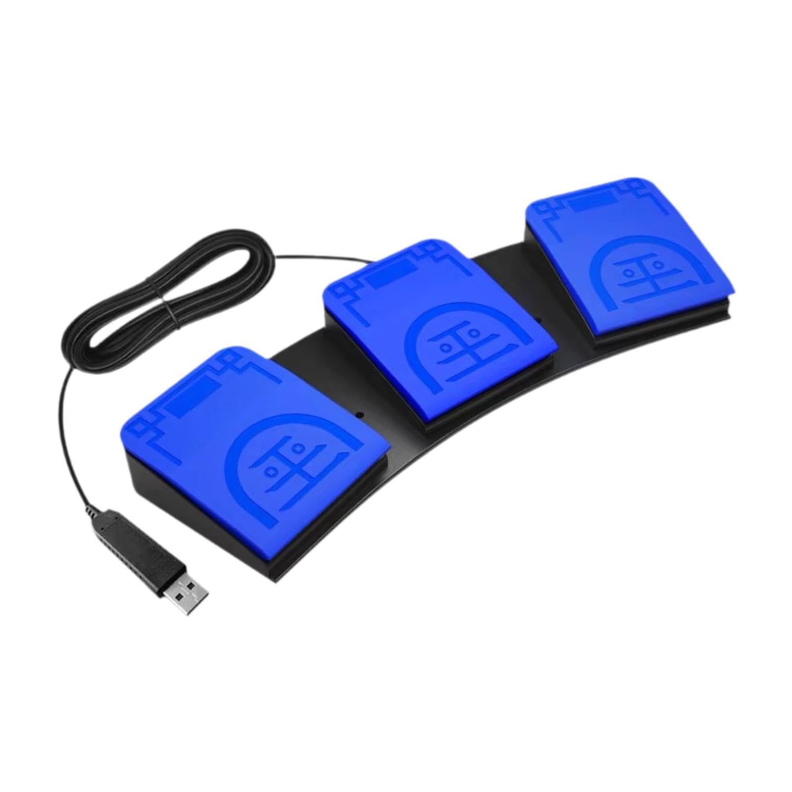 Pedal USB con 3 Teclas programables, Azul 34 x 11.5 x 4.3 cm | dispositivo de control eficaz para juegos, transcripción, funciones de cuerdas, control de juegos para PC en , Azul , 34 x