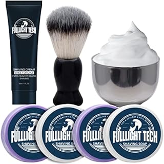 4 Packs Shaving Soap w/Shaving Bowl,Shaving Brush,Shaving Cream,Unqiue Men's Gift Set Mens Shaving Kit for Christmas Stocking Stuffers for Him Boyfriend Dad Adult Husband Birthday Valentines Day Gifts