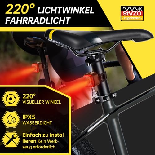 SPGOOD Fahrradlicht Set, StVZO Zugelassen Fahrradbeleuchtung, Bike Light USB Aufladbar Type-C...